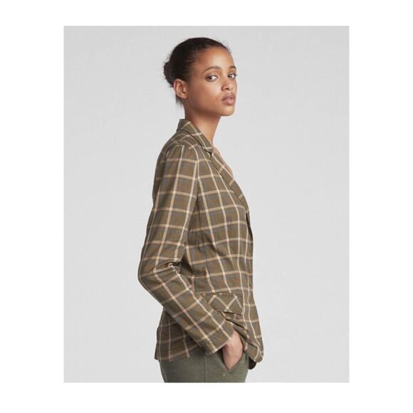 Rag and Bone Sybil Green Plaid Blazer Size 2 100% Cotton - Picture 2 of 11